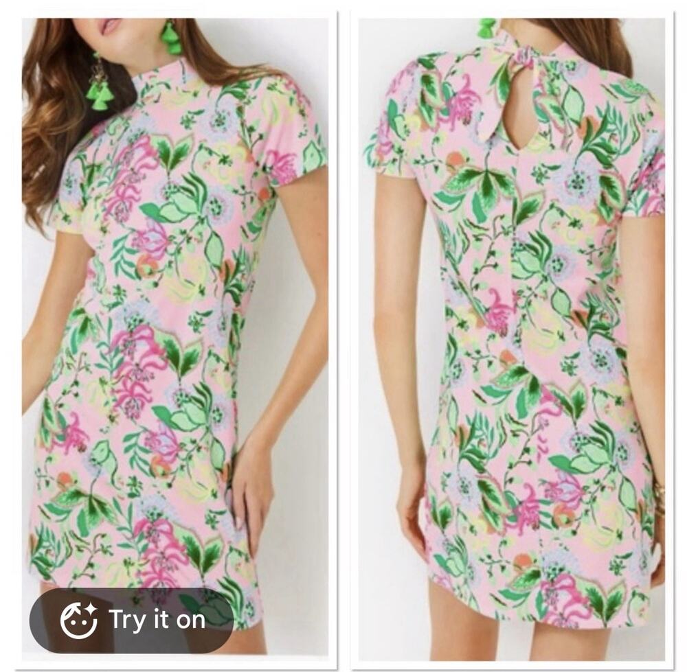 Lilly Pulitzer Hallie spritzer Floral Pima Cotton Shift Dress Size Medium
